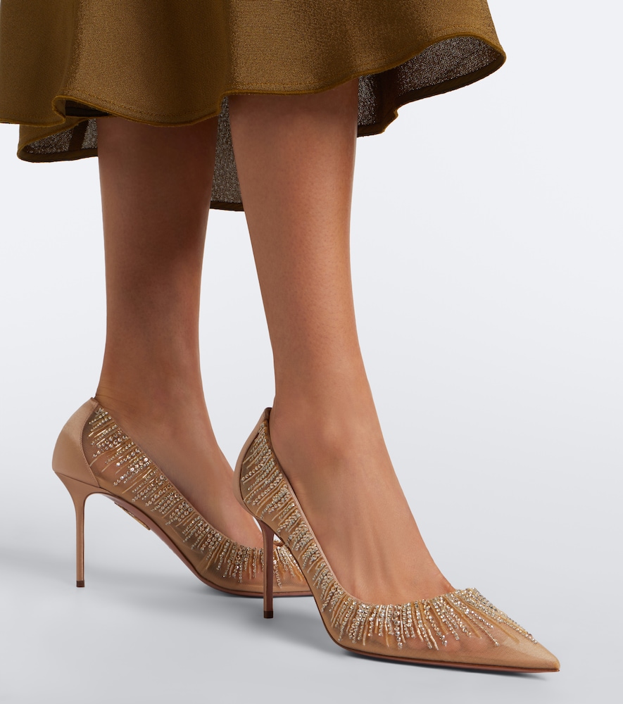 Soft Sky Embellished Tulle And Pumps