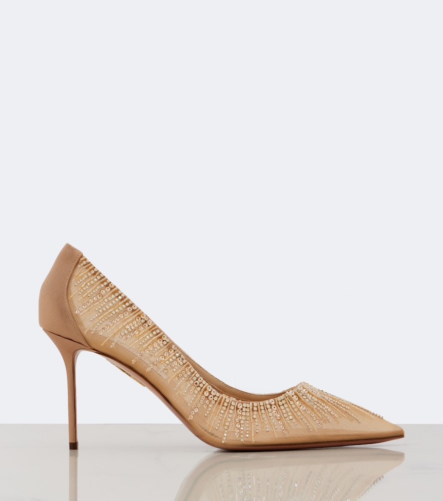 Soft Sky Embellished Tulle And Pumps