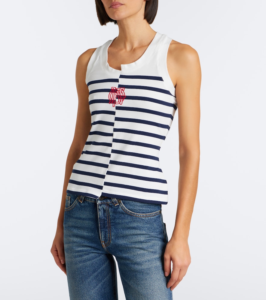 Striped Cotton-Blend Jersey Tank Top