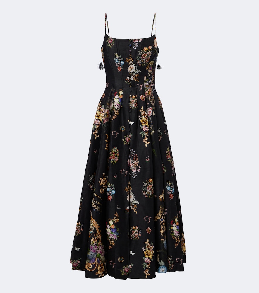 Camilla Robe longue fleurs en lin et soie 1325$