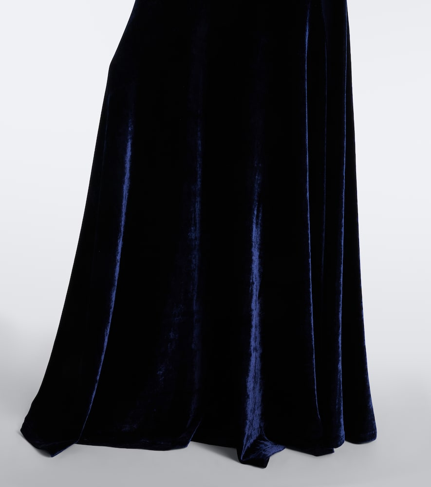Draped Embellished Velvet Maxi