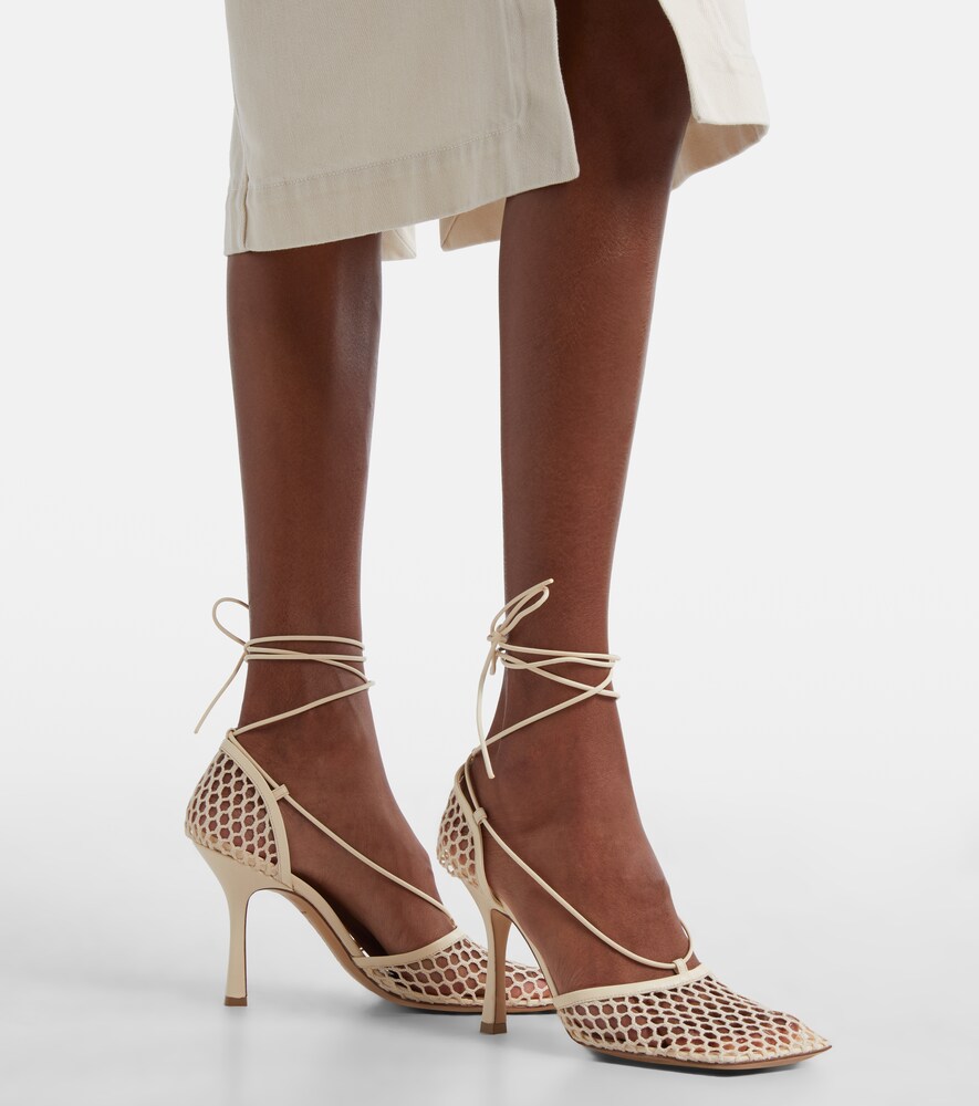 Bottega Veneta Stretch leather-trimmed mesh pumps