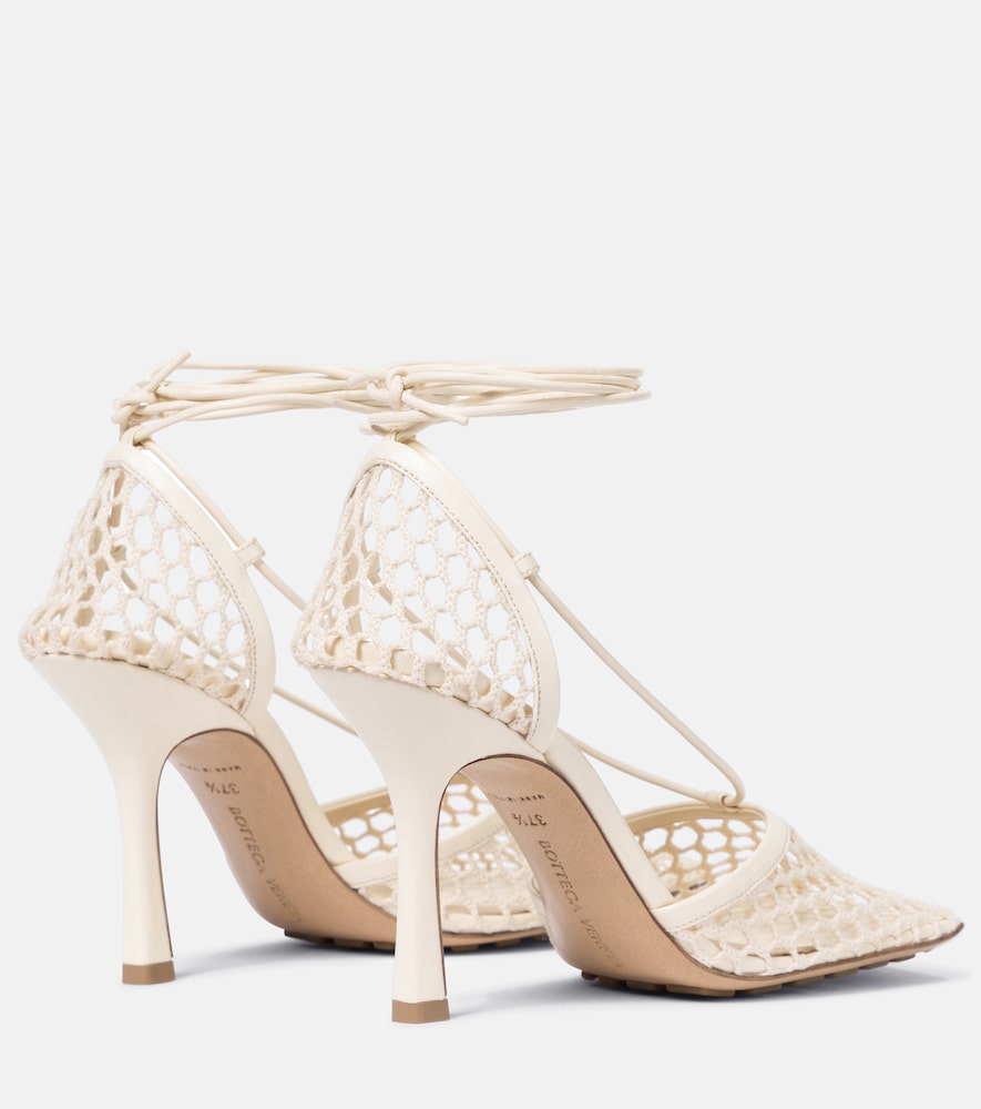  Bottega Veneta Bottega Veneta Stretch Leather-trimmed Mesh Pumps 