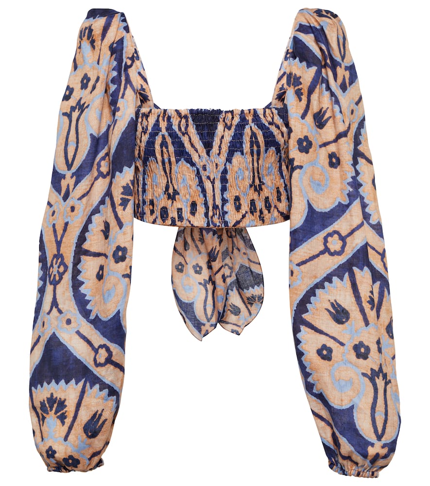 Johanna Ortiz Filles De Joie printed linen crop top