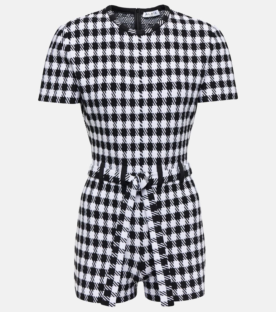Alaïa Checked jacquard playsuit