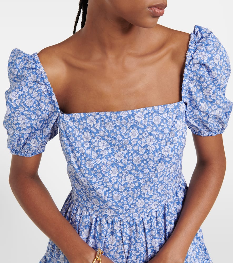 Shop Polo Ralph Lauren Floral Off-shoulder Cotton Maxi Dress In Blue