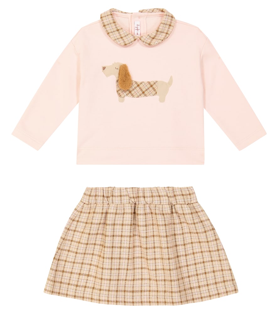 Il Gufo Baby cotton-blend hoodie and skirt set