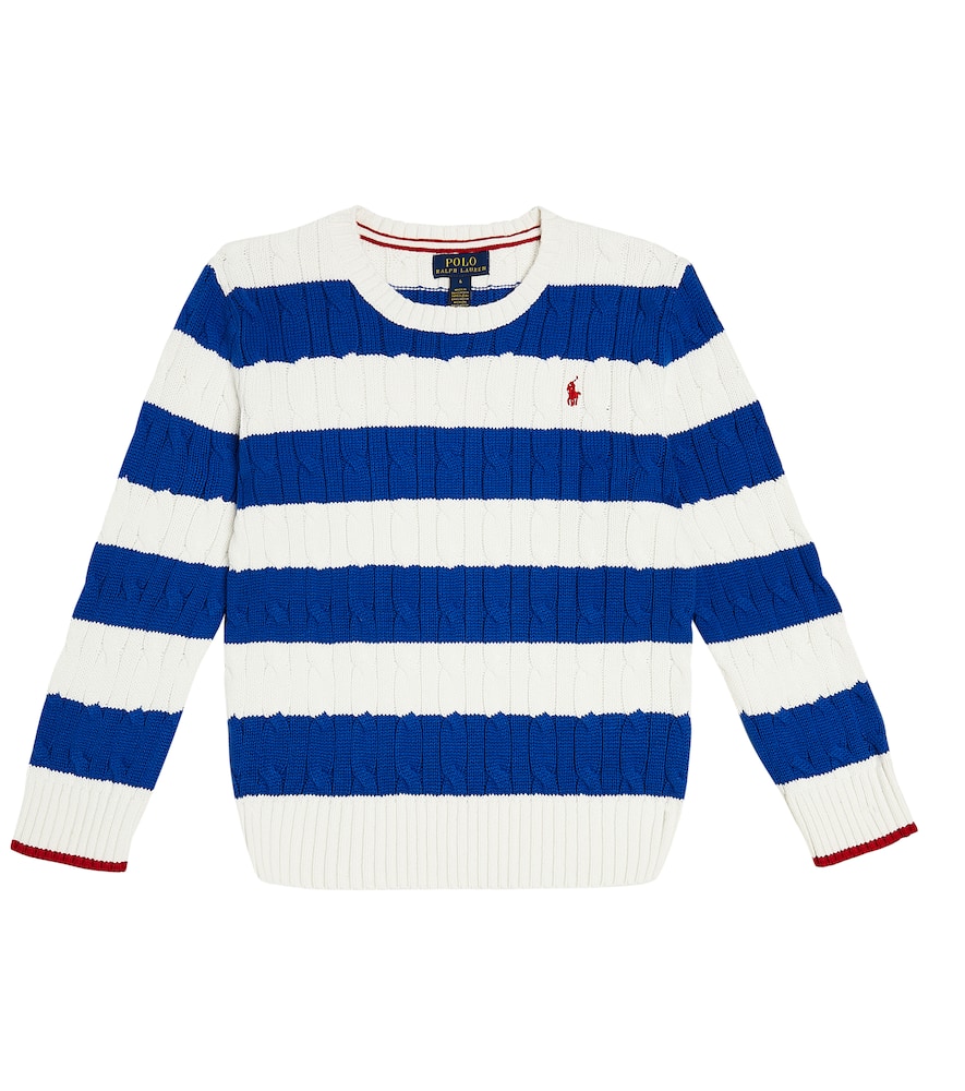 Polo Ralph Lauren Big Boys Striped Cable-knit Cotton Sweater In Multicoloured