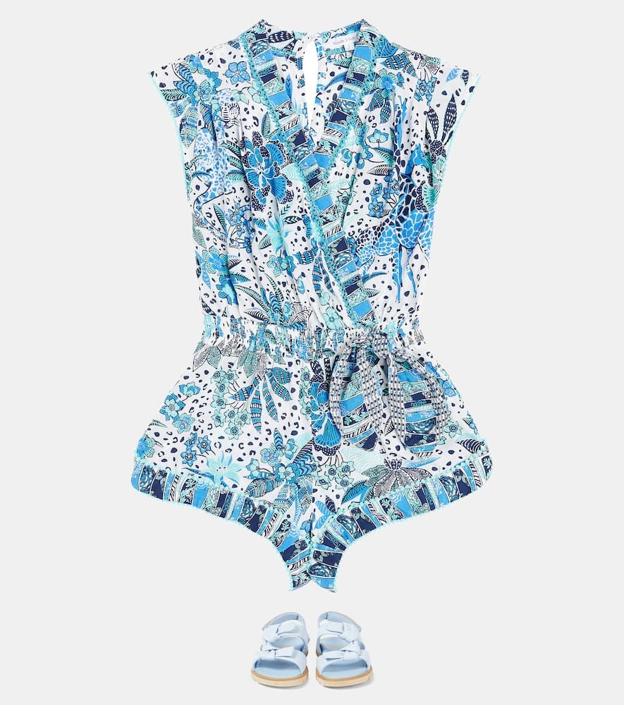 Shop Poupette St Barth Anaik Printed Playsuit In Blue