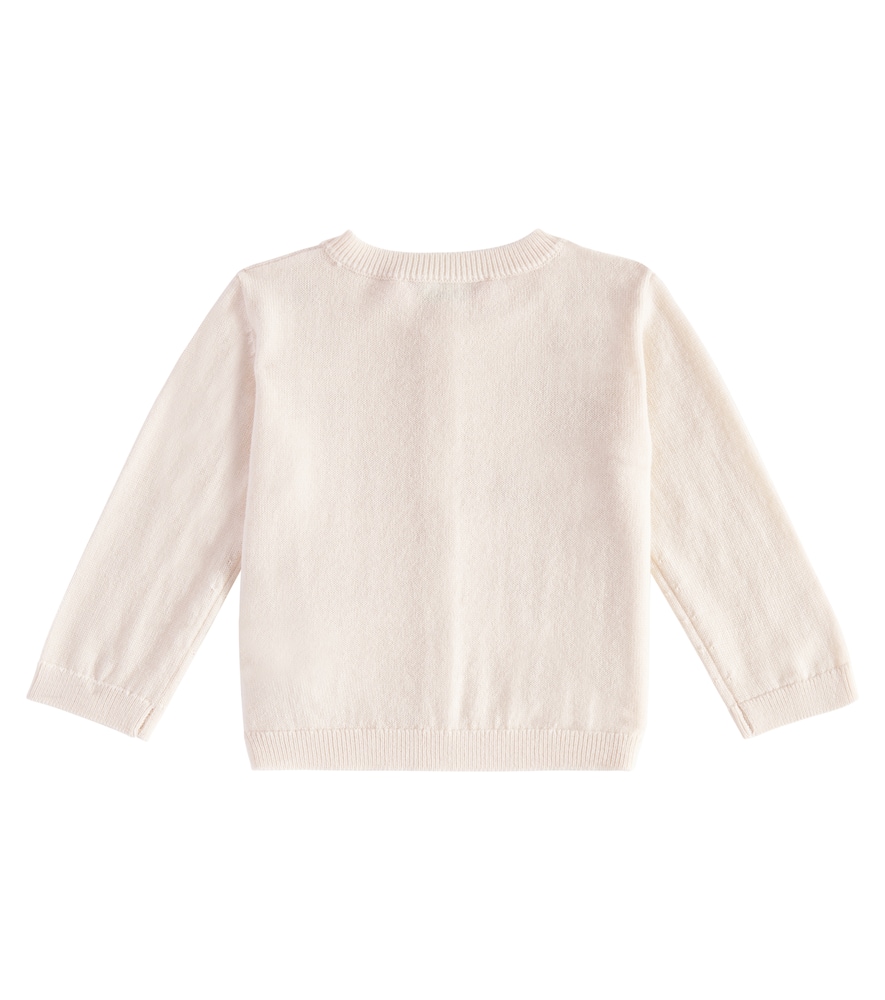 Bonpoint Baby Claudie Embroidered Wool Cardigan In Neutrals