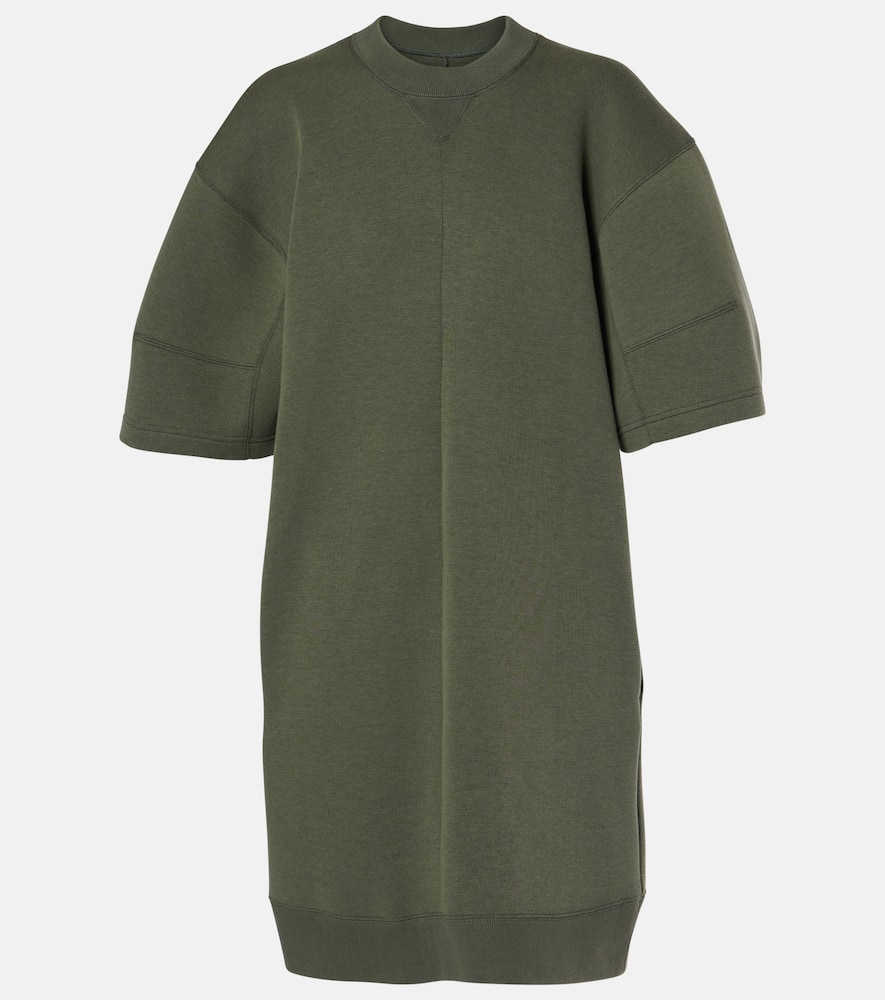 Sacai Sponge jersey and twill minidress