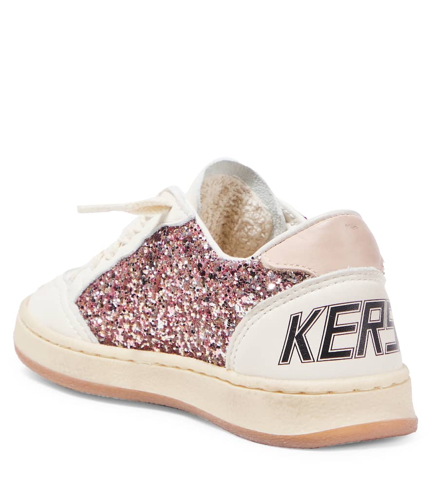 GOLDEN GOOSE BALL STAR GLITTER LEATHER SNEAKERS