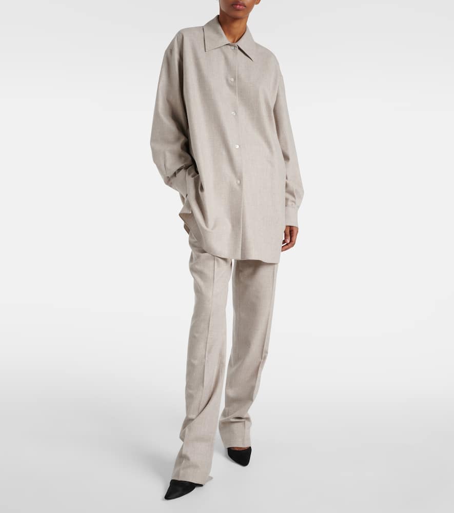 The Row Norbert Wool And Cashmere Straight Pants In Grey