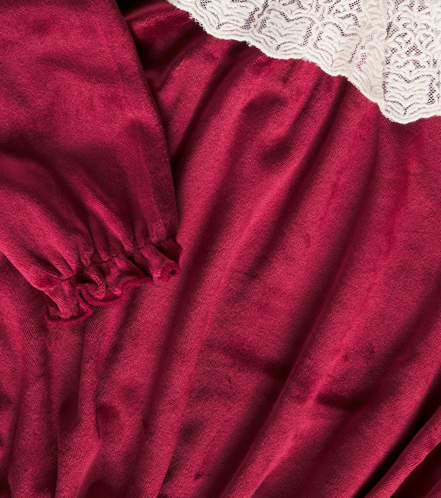 Konges Sløjd Baby Venola Velvet Bodysuit In Red Dahlia