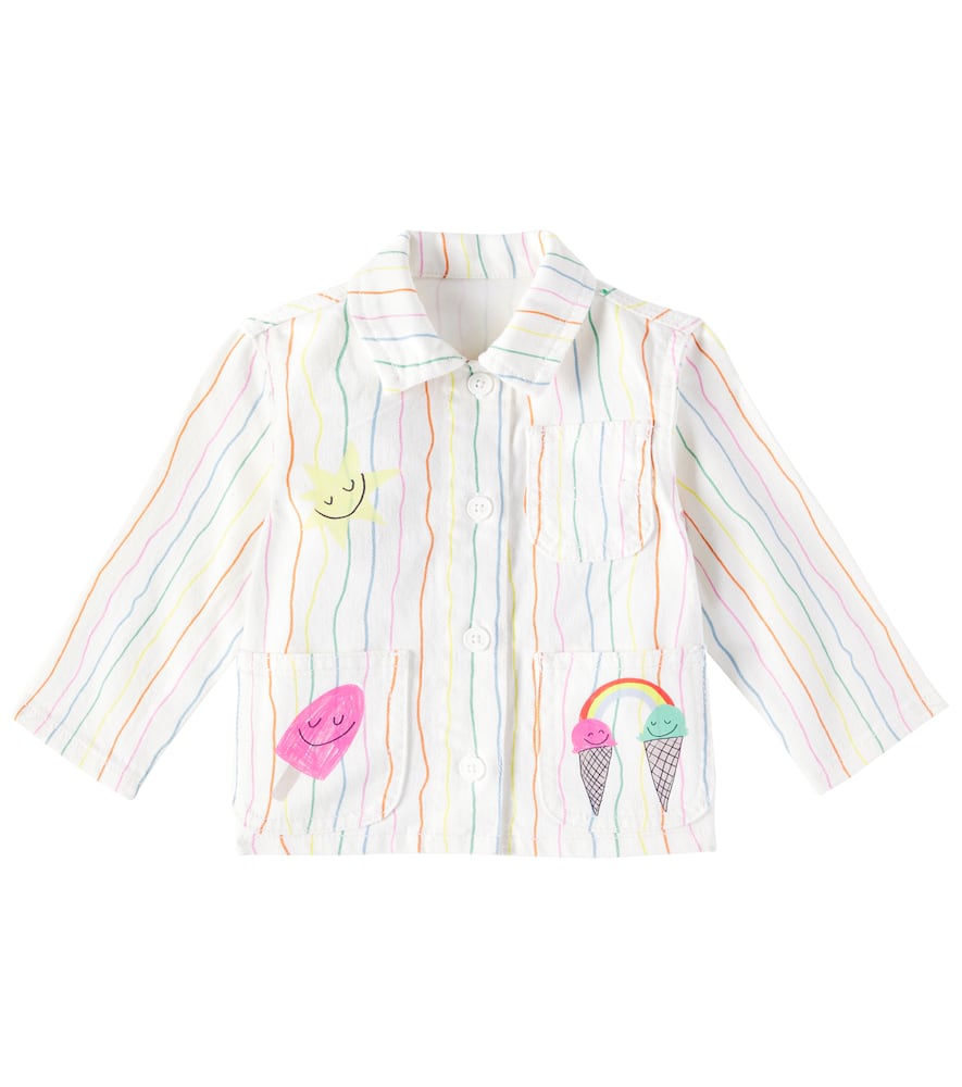 Stella Mccartney Baby Striped Printed Denim Jacket In White