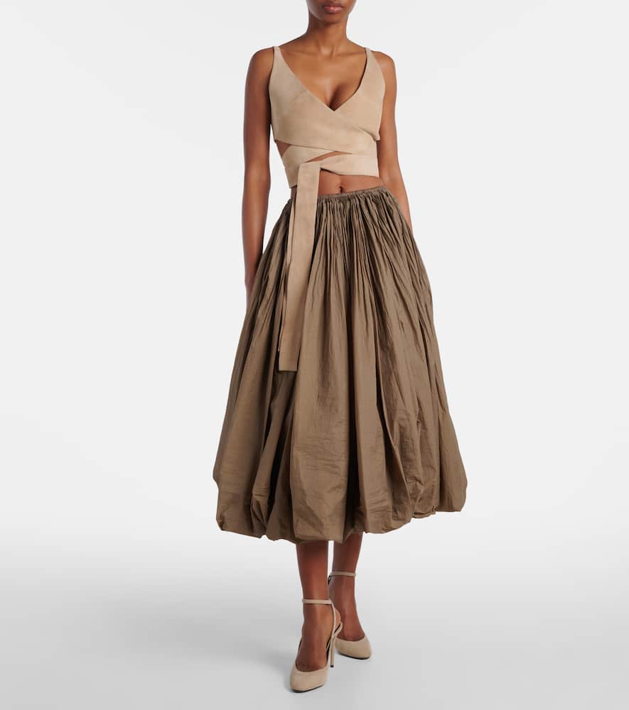 Alaïa Womens Alaia Wrap Crop Suede Top In Neutral
