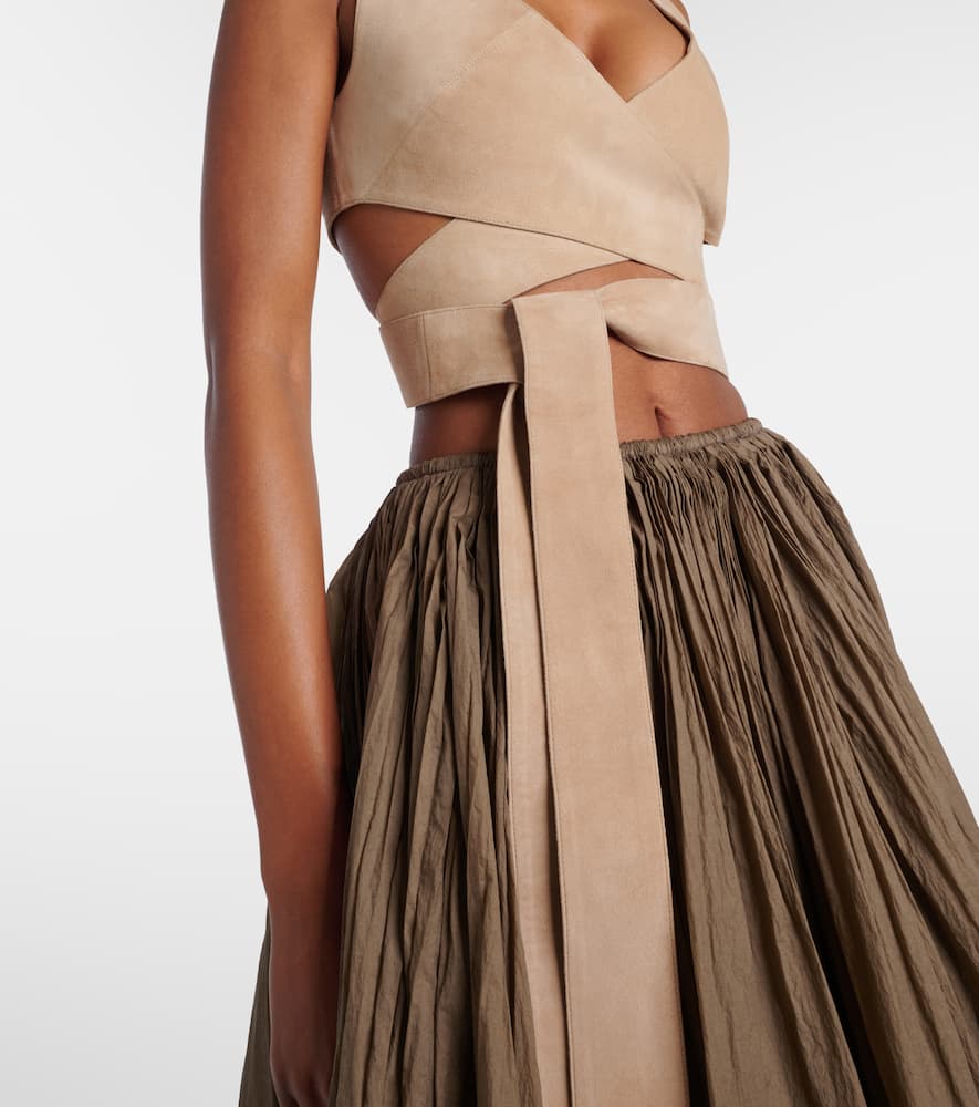Alaïa Womens Alaia Wrap Crop Suede Top In Neutral