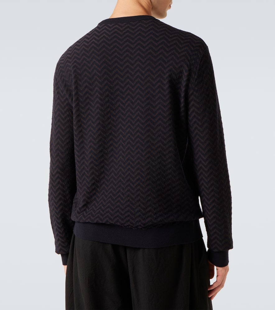 Giorgio Armani Embroidered Stretch Wool Blend Sweater In Multi