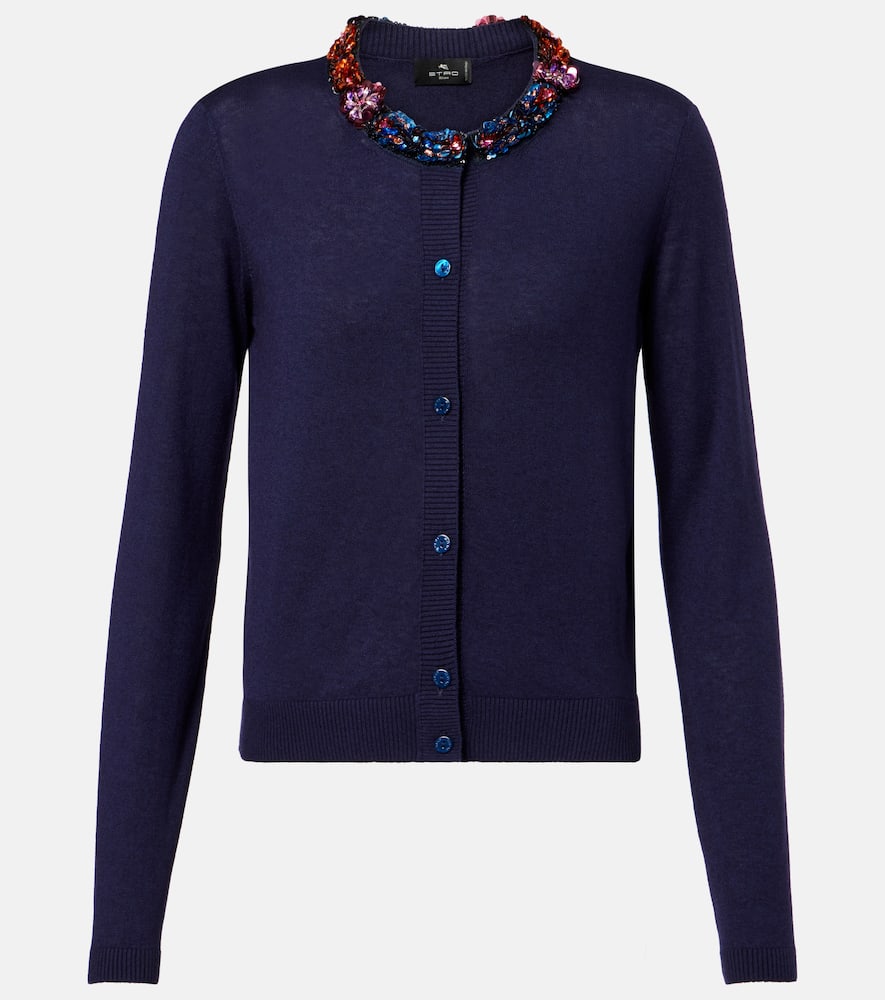 Embellished silk and cashmere cardigan