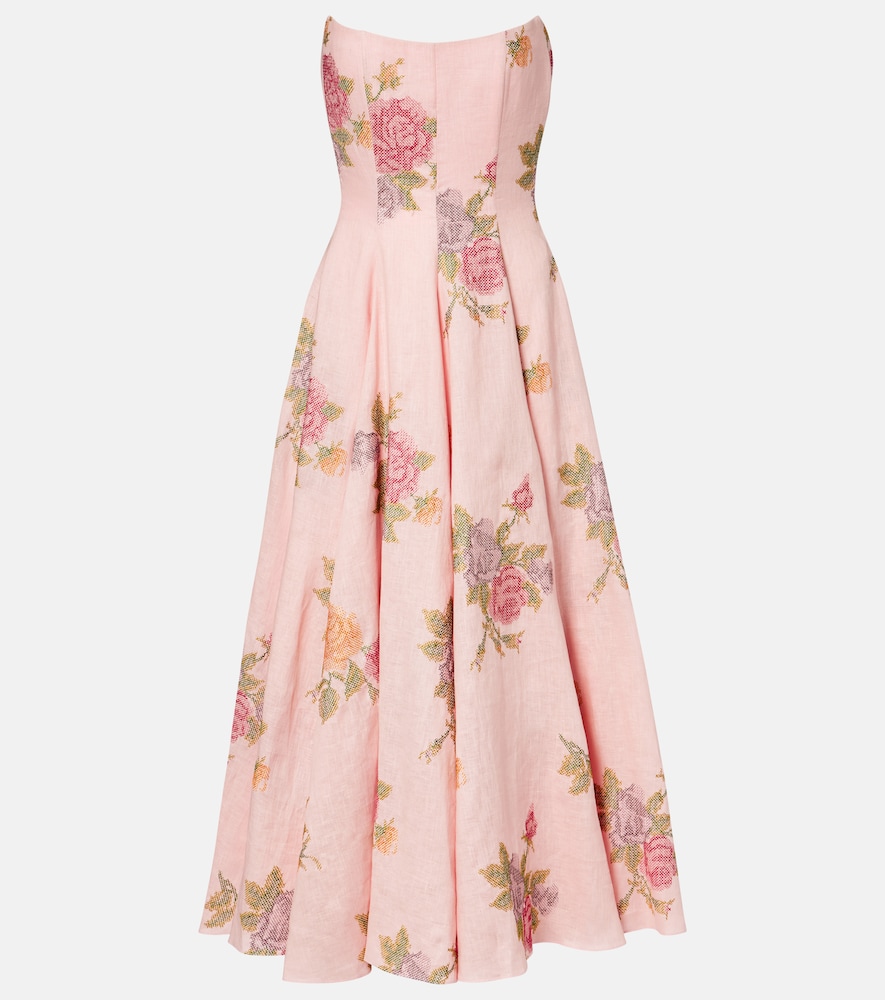 Markarian Floral Linen Corset Dress
