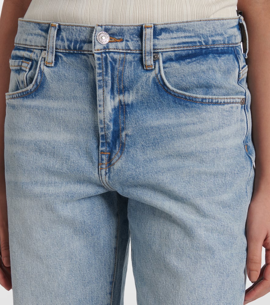 7 For All Mankind Womens Sunset Beach Calie Straight Ankle Cropped Denim Jeans In Blue