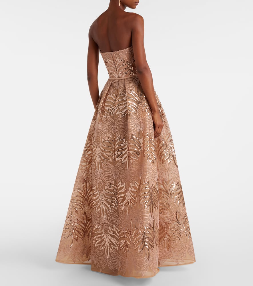 Elie Saab Tulle-embroidered Gown In Nude
