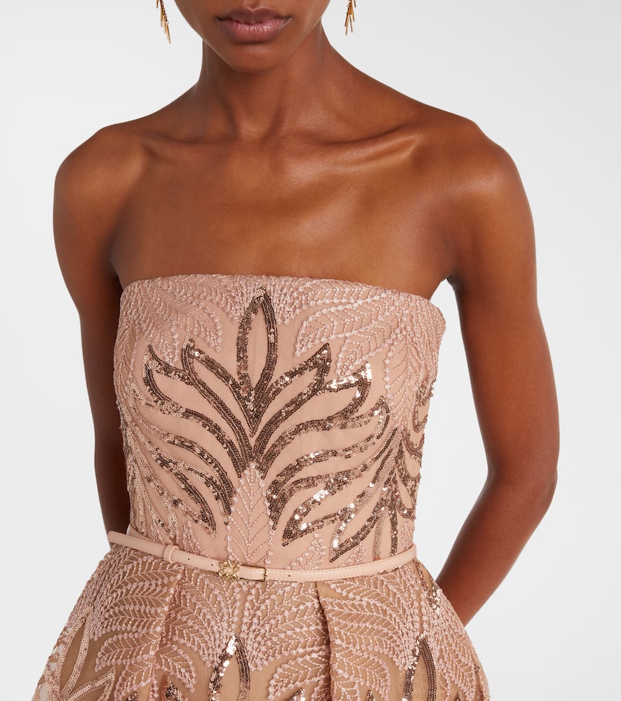 Elie Saab Tulle-embroidered Gown In Nude