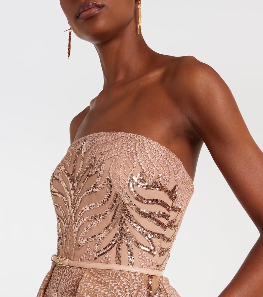 Elie Saab Tulle-embroidered Gown In Nude