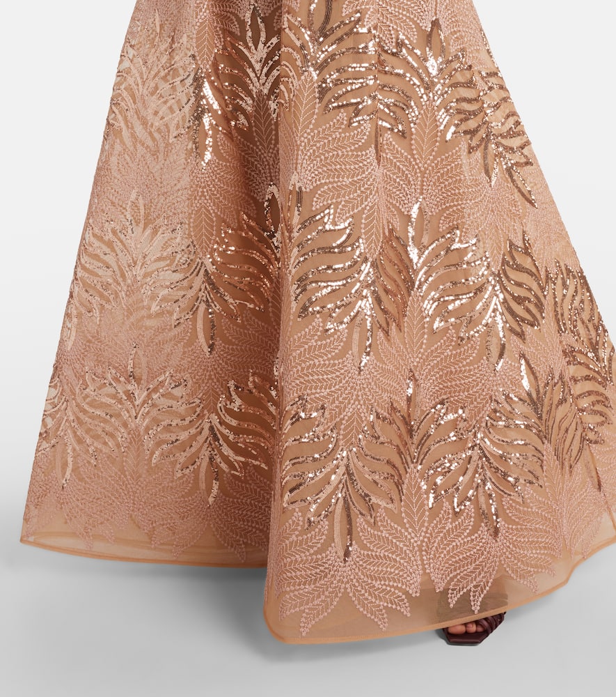 Elie Saab Tulle-embroidered Gown In Nude