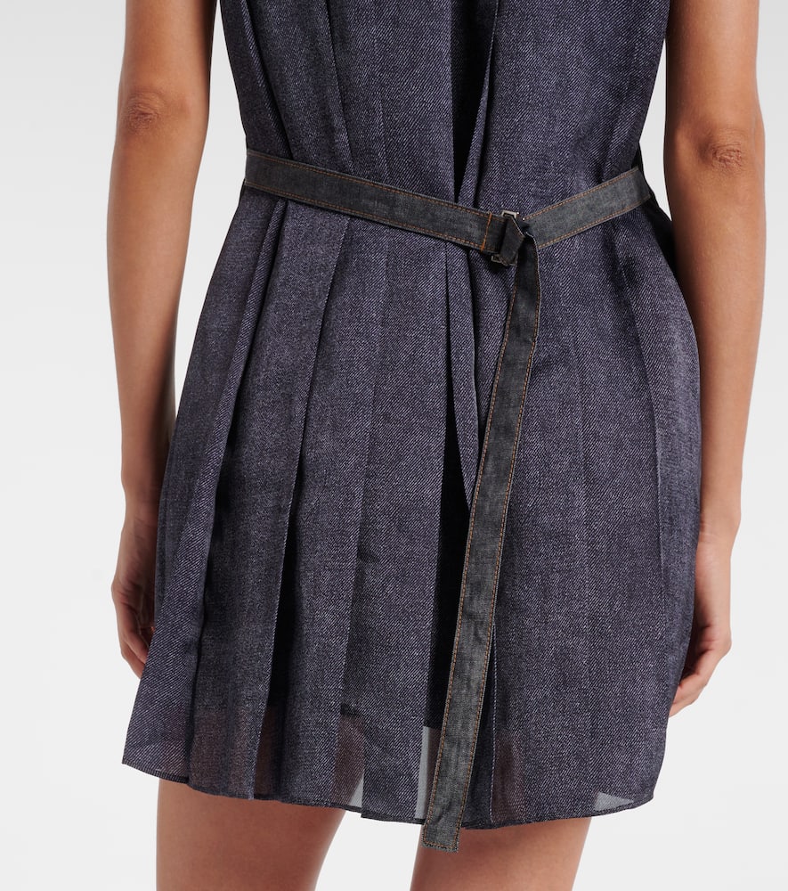 Sacai Knitted Cotton Minidress In Black