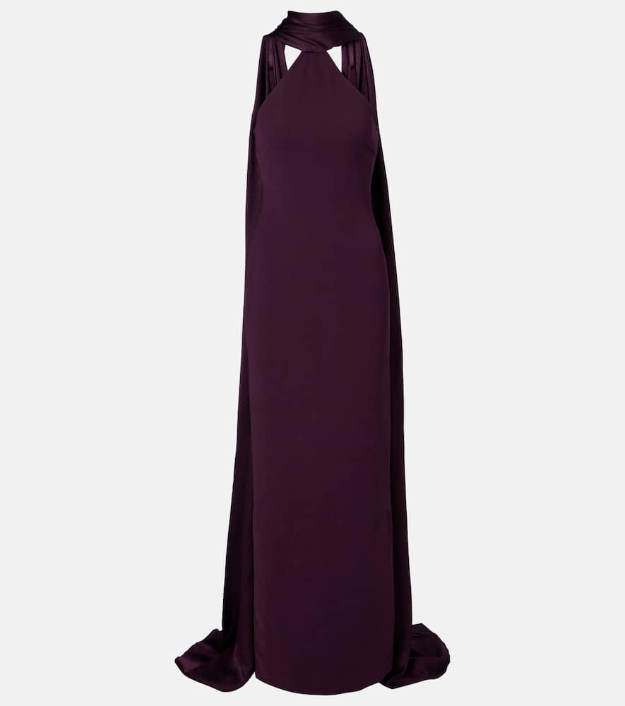 Ophelia cape-detail halterneck gown