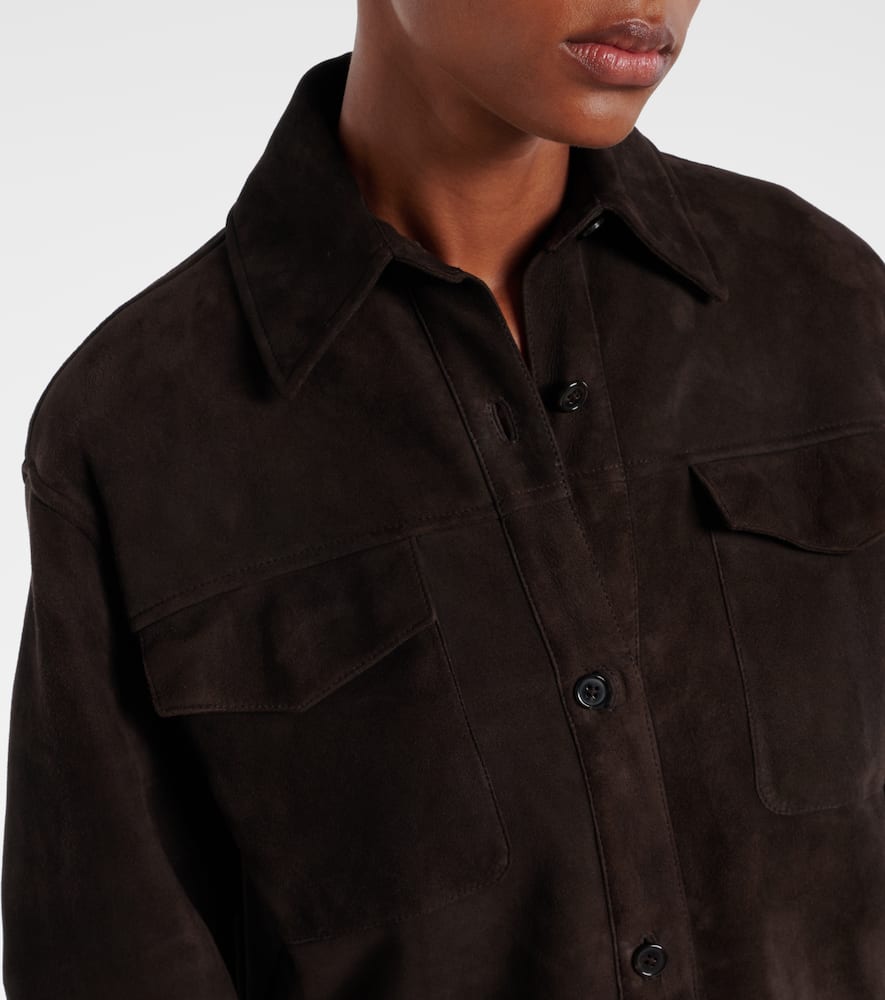The Row Gwena Suede Overshirt In Brown