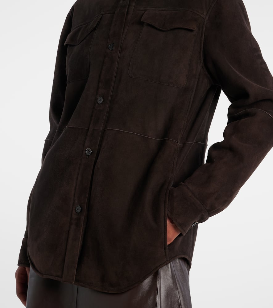 The Row Gwena Suede Overshirt In Brown