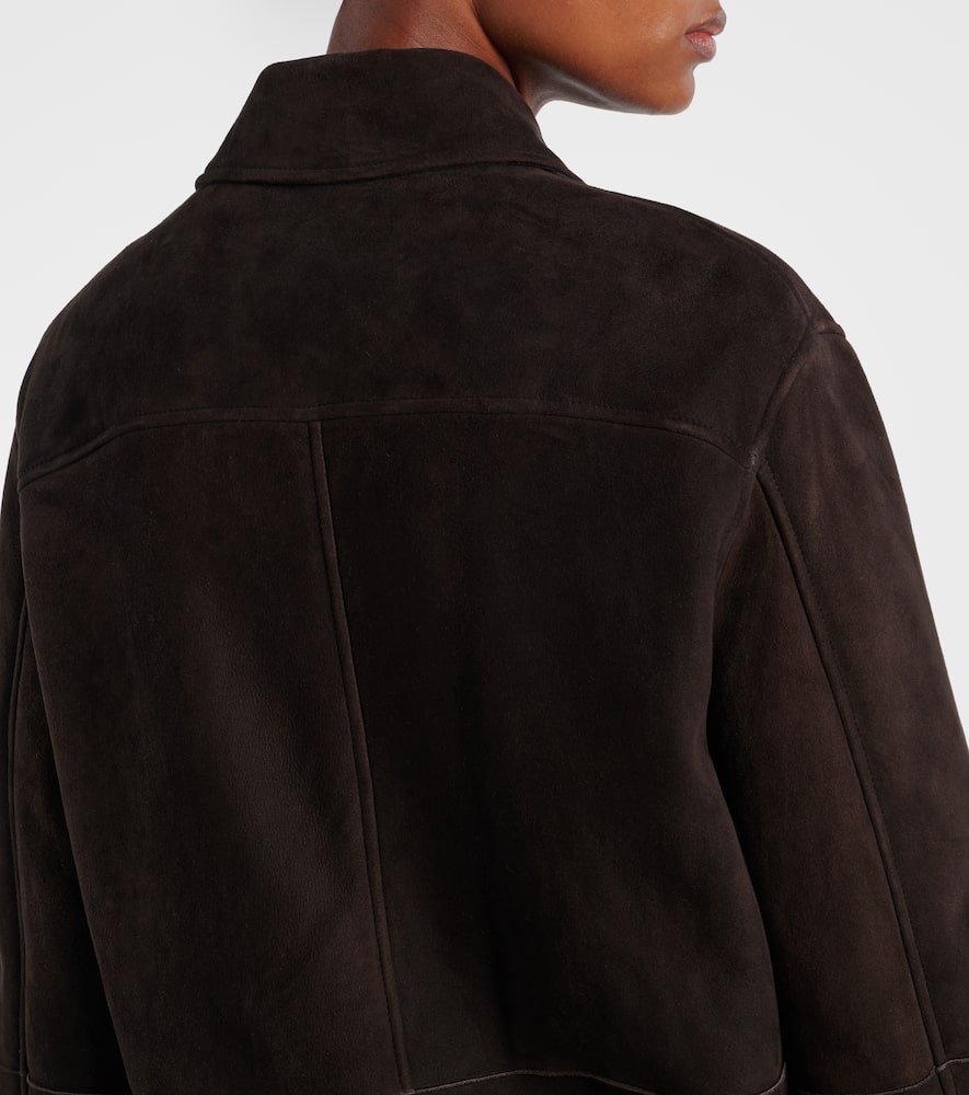 The Row Gwena Suede Overshirt In Brown