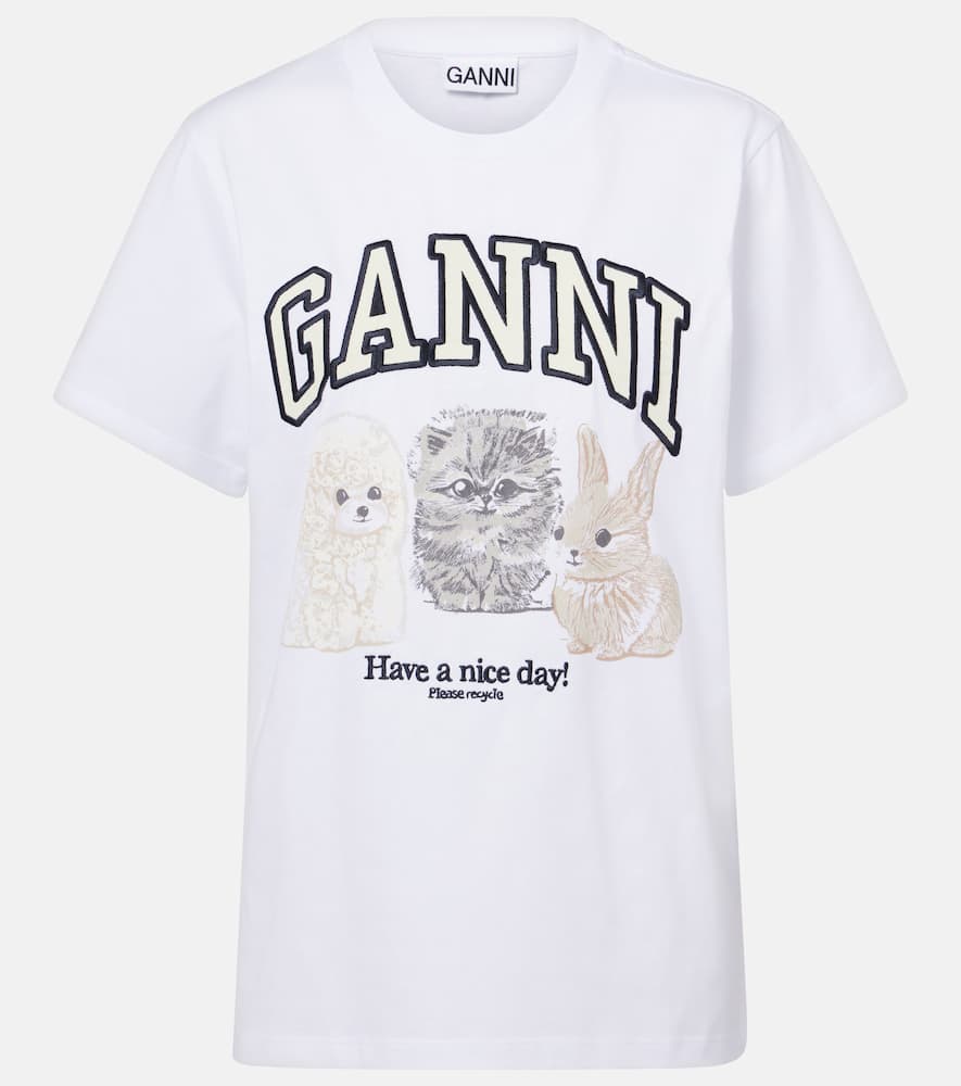 ● GANNI ● Basic Cotton Jersey Animals Relaxed T-shirt BASIC COTTON JERSEY ANIMALS RELAXED T-SHIRT cat dog bunny