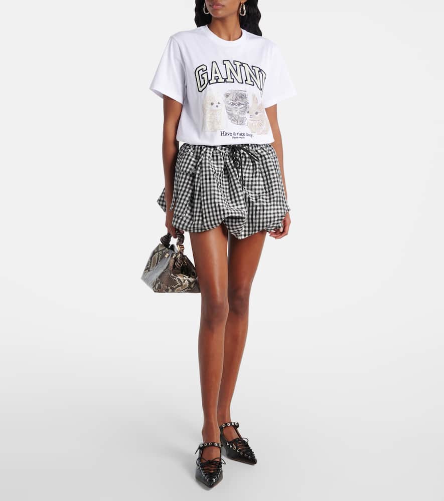 Ganni Women White Crewneck T-shirt With Maxi Logo On The Front In Cotton Woman