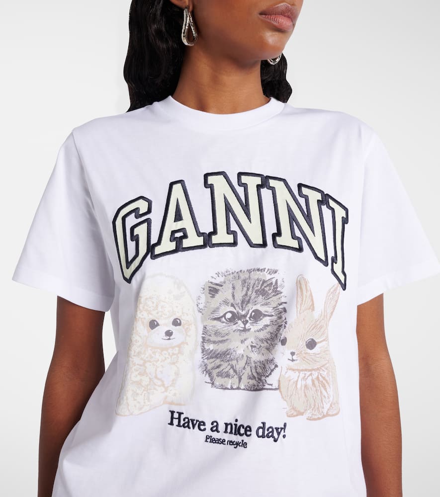 ● GANNI ● Basic Cotton Jersey Animals Relaxed T-shirt BASIC COTTON JERSEY ANIMALS RELAXED T-SHIRT cat dog bunny