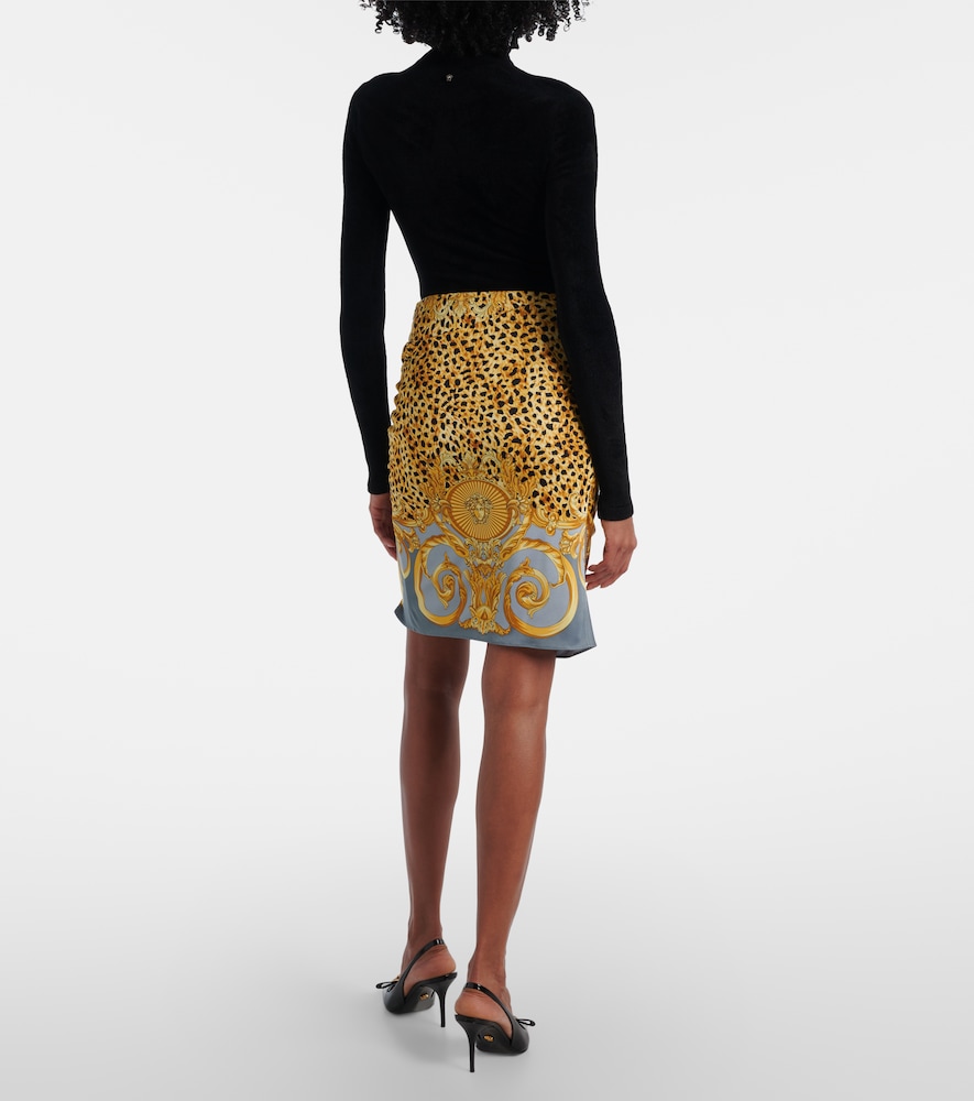  Versace Versace Printed Gathered Jersey Miniskirt 