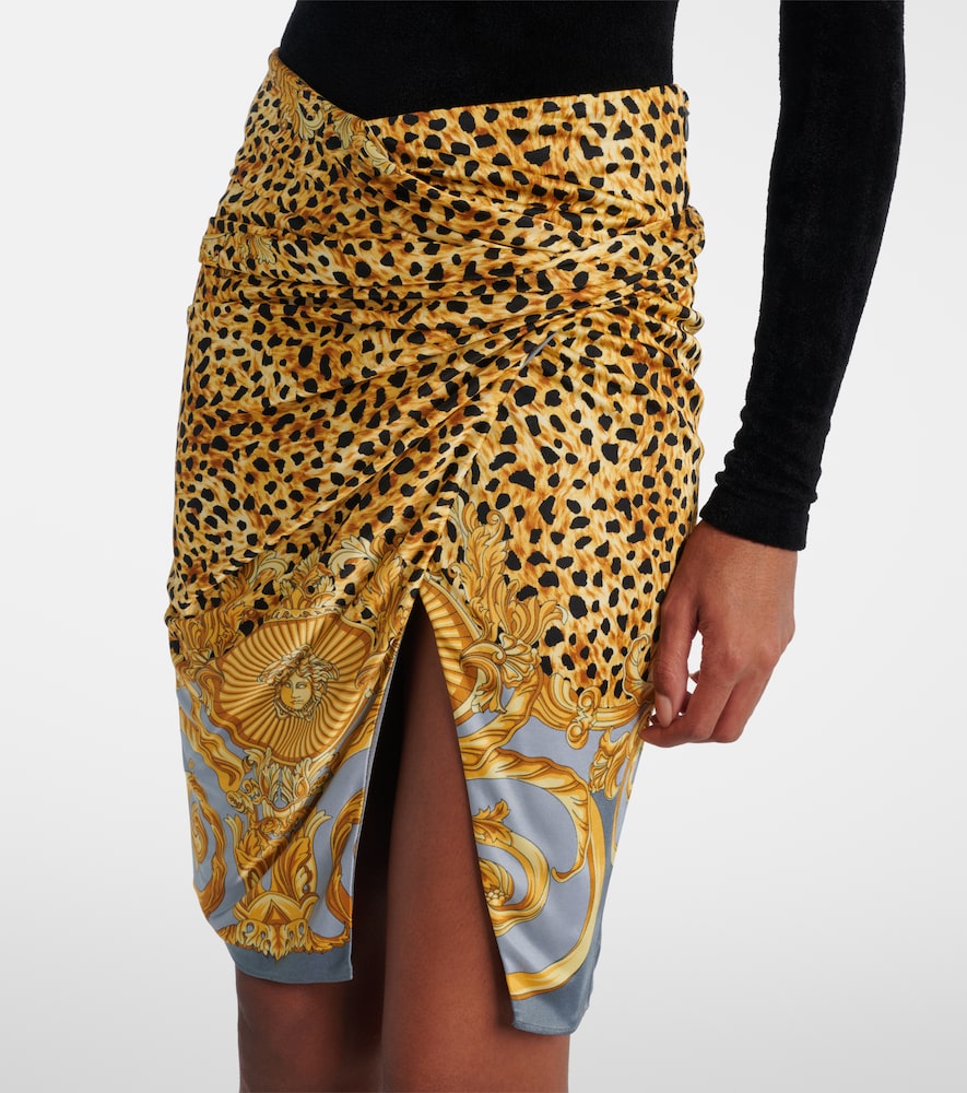  Versace Versace Printed Gathered Jersey Miniskirt 
