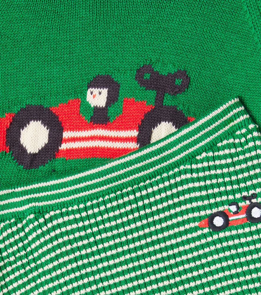 Bobo Choses Baby Race Car Cotton Sweater And Sweatpants Set In Green
