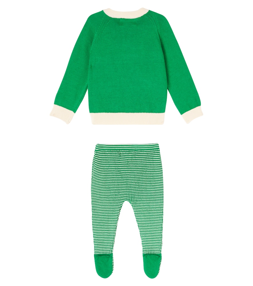 Bobo Choses Baby Race Car Cotton Sweater And Sweatpants Set In Green