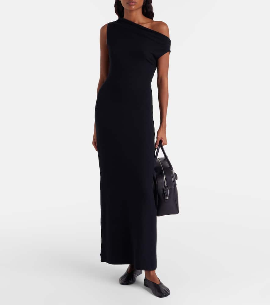 Leset Lauren Off-shoulder Jersey Maxi Dress In Black