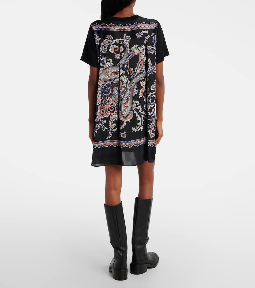 Sacai Paisley Paneled Minidress In Black