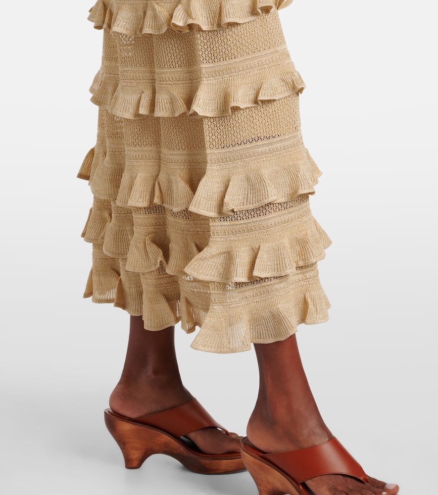 Zimmermann Hypnotic Tiered Lamé Maxi Skirt In Sand