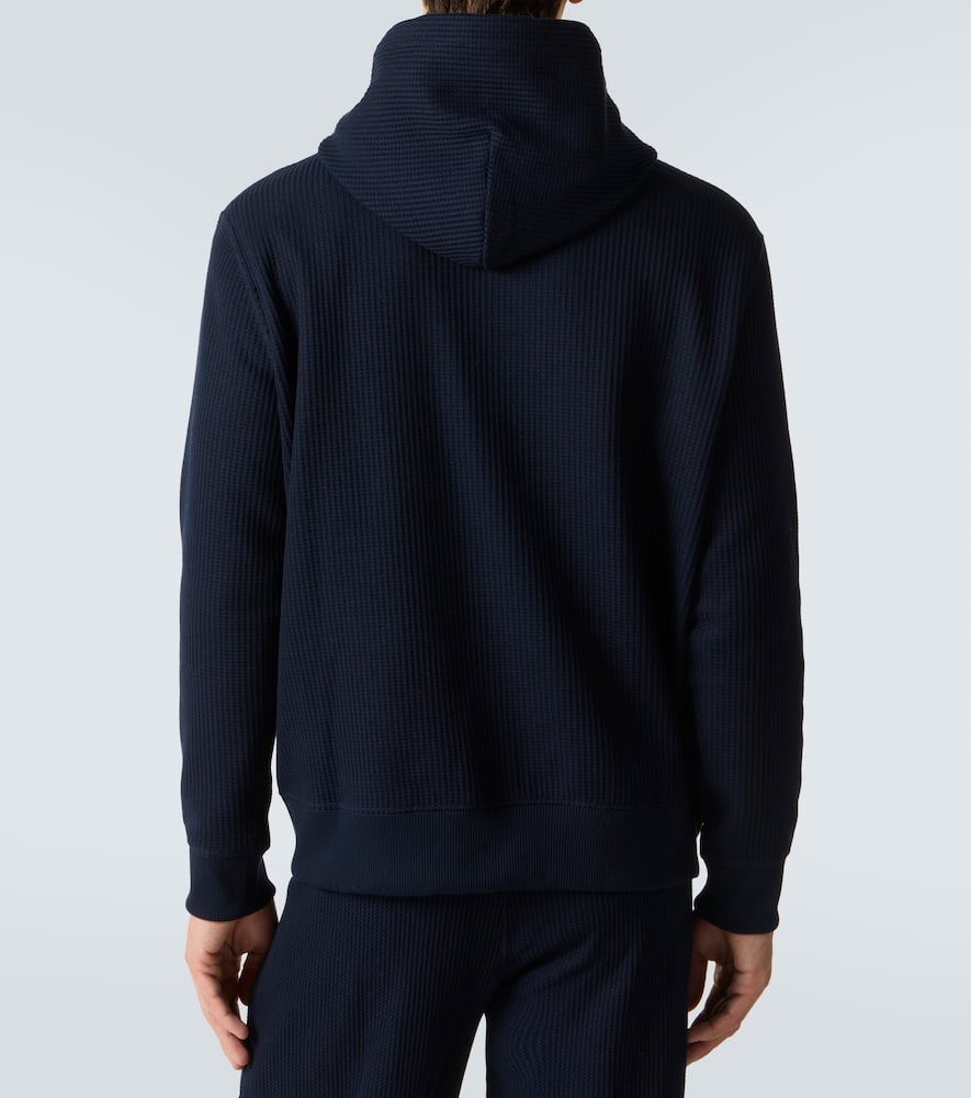 Polo Ralph Lauren Waffle-knit Hoodie In Blue