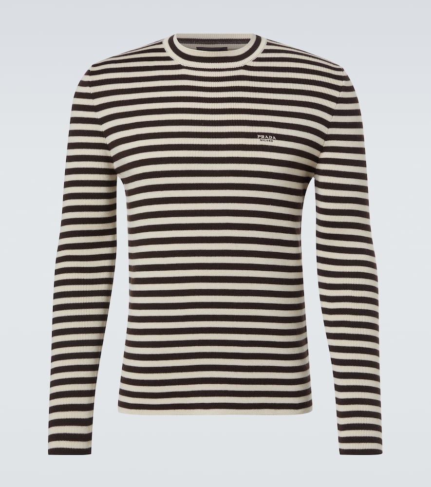 Prada Striped Virgin Wool Sweater In Black