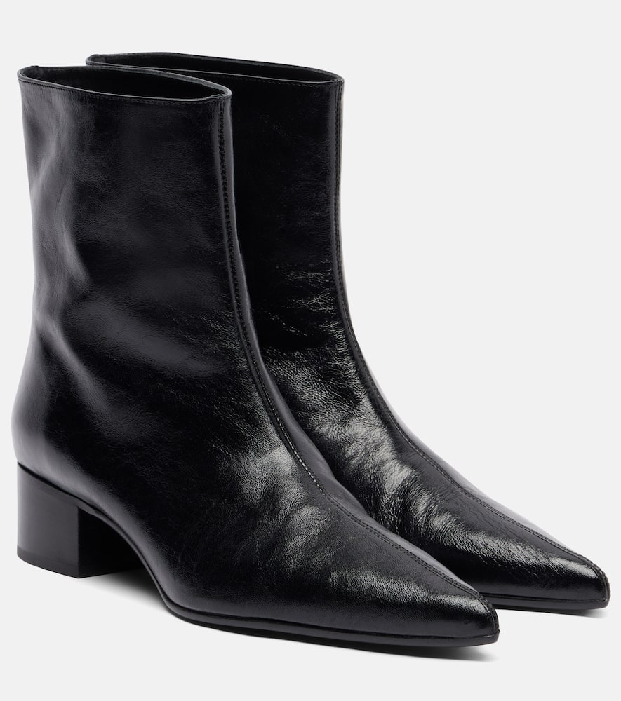 Khaite Andee 40 Leather Ankle Boots In Black