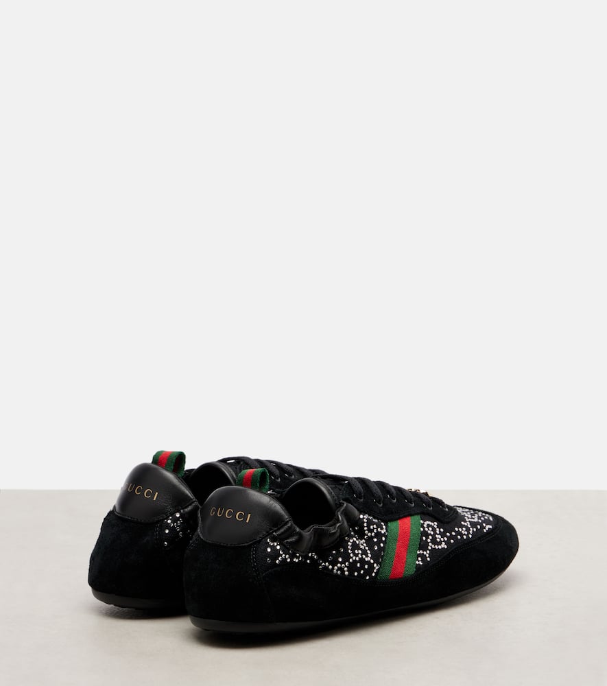 Gucci Shift Suede-trimmed Sneakers In Black