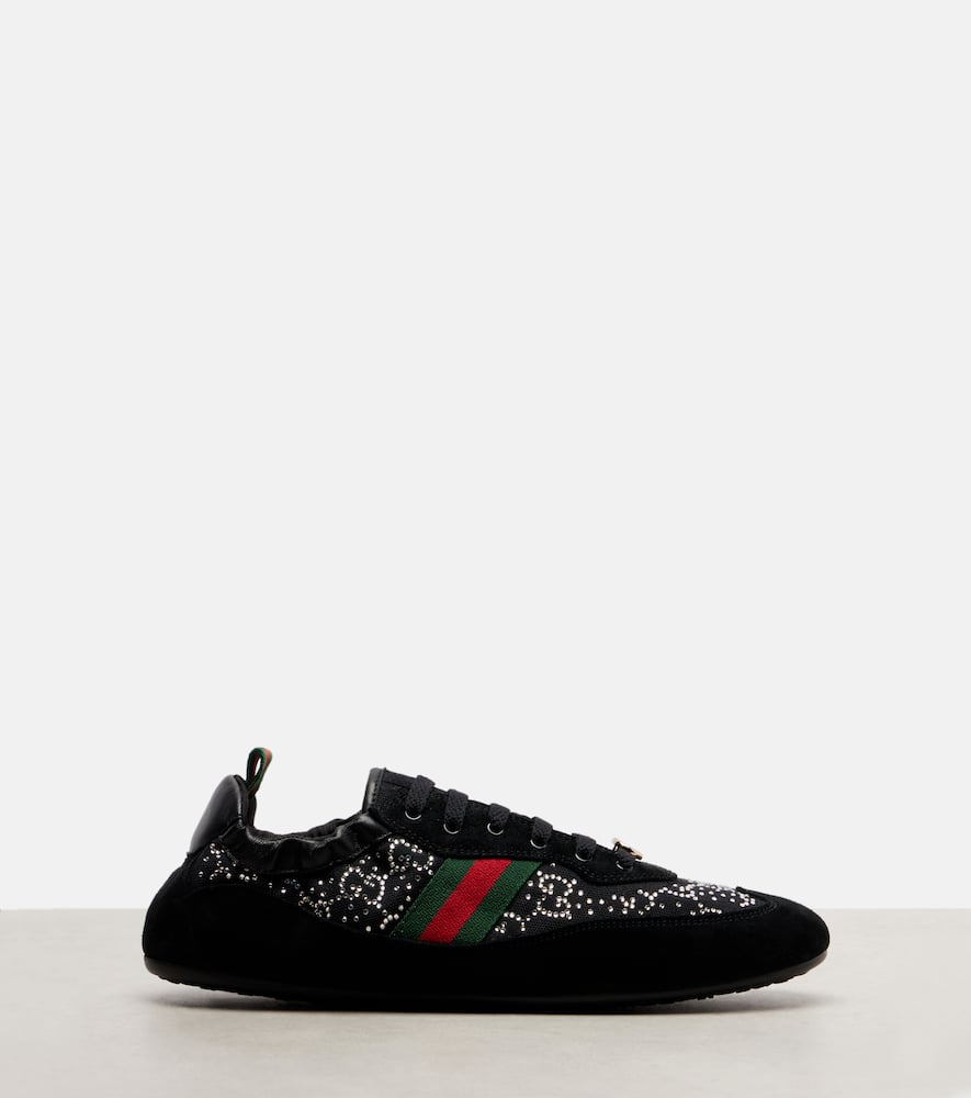 Gucci Shift Suede-trimmed Sneakers In Black