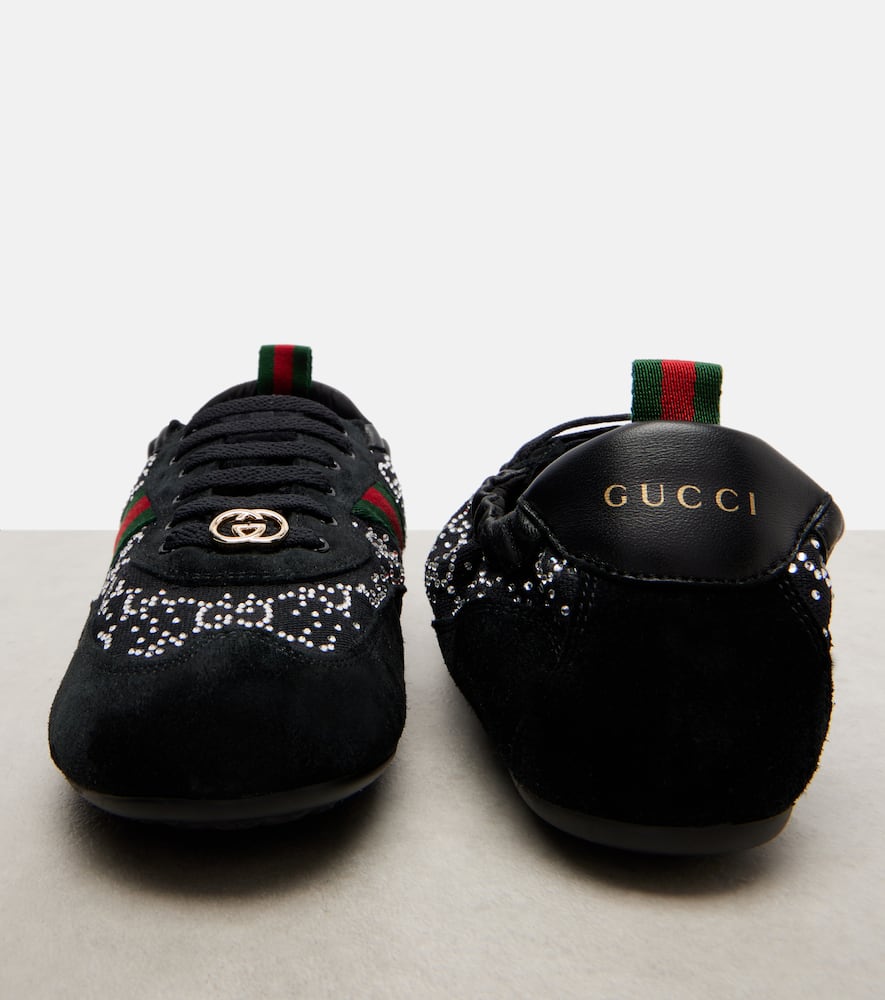 Gucci Shift Suede-trimmed Sneakers In Black